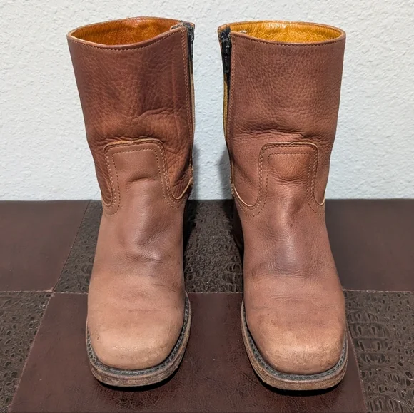 Frye Vintage Short Chestnut Brown Leather Campus Boot size 8 - Picture 2 of 12